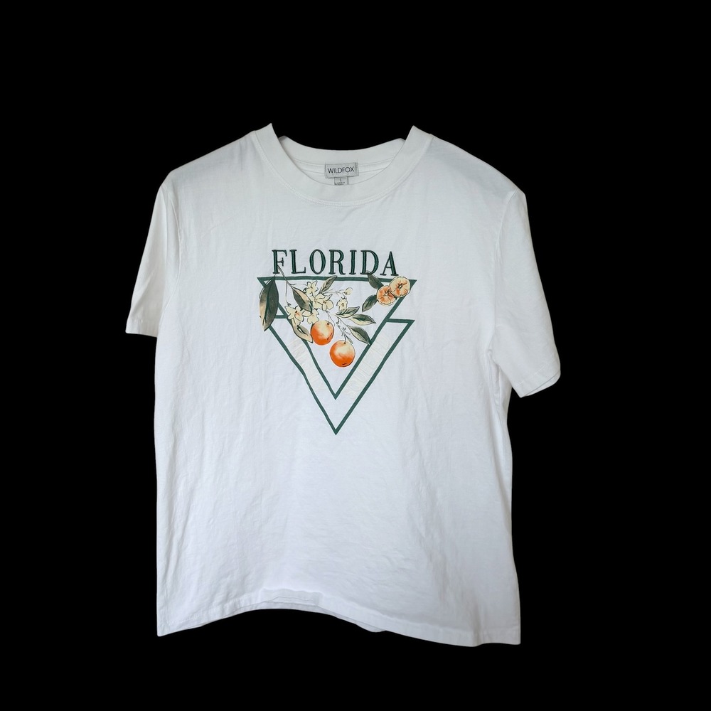 Wildfox Florida Orange Blossom Tee White Cotton T-Shirt Large WF008688